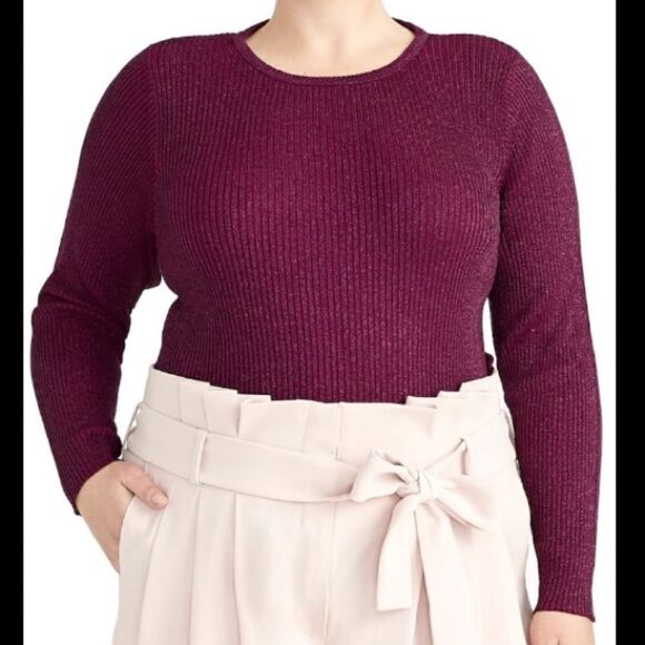 Rachel Roy Purple Ribbed Metallic Sweater 1X - Picture 1 of 8